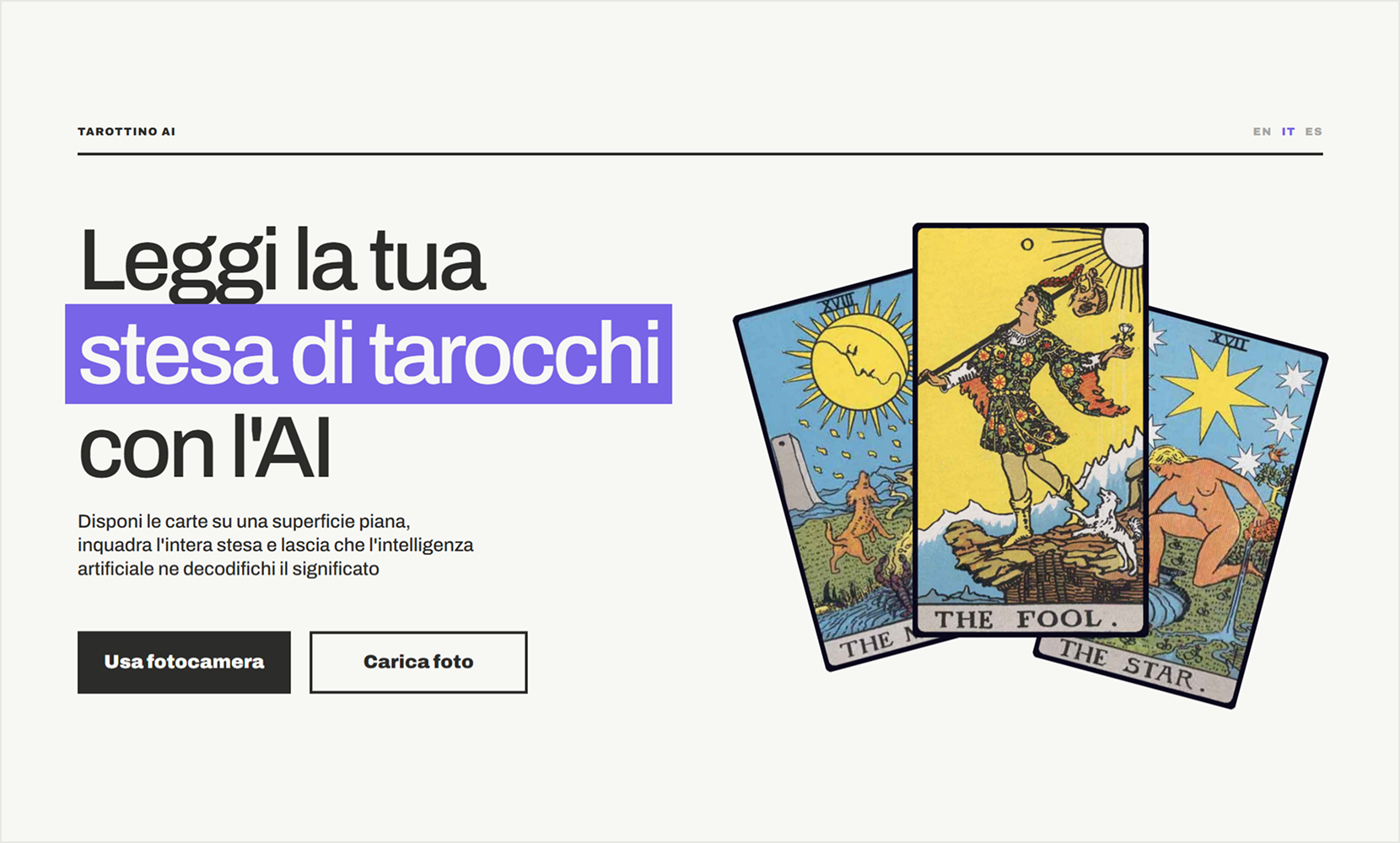 Tarottino - Tarot spread interpretation powered by Artificial Intelligence